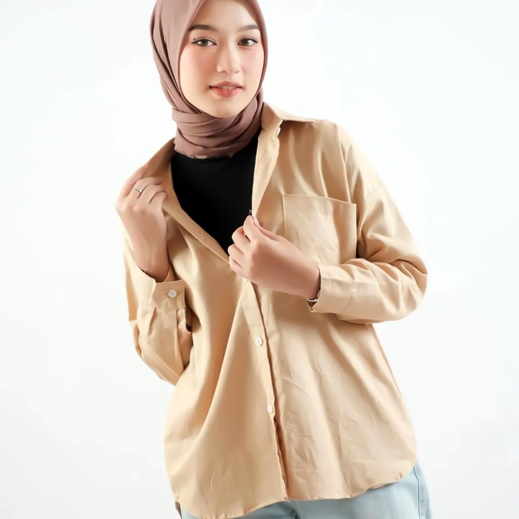 Kemeja Wanita Oversize Linen / Olivia Shirt / Kemeja Linen Wanita / Kemeja Oversize Wanita Kekinian Termurah / Kemeja Wanita Viral Terbaru / Kemeja Oversize OOTD HIJAB TERBARU