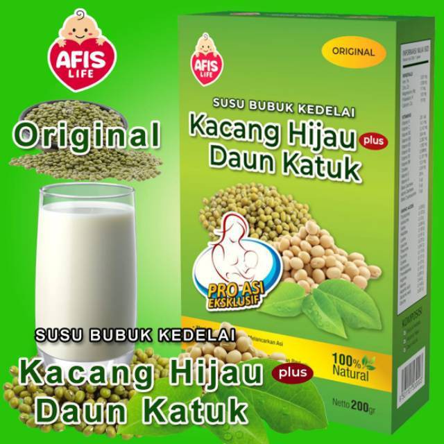 AFIS LIFE - SUSU BUBUK KEDELAI KACANG HIJAU PLUS DAUN KATUK 200 GRAM / ASI BOOSTER