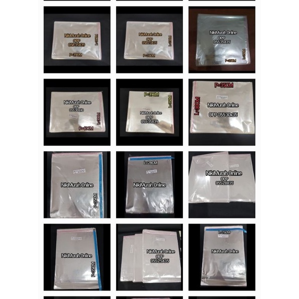 

PLASTIK OPP PACKING BAJU 055 TEBAL MACAM-MACAM UKURAN - ISI 100 LEMBAR
