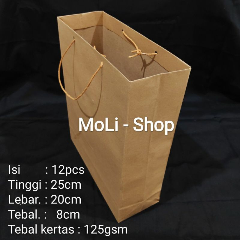 paperbag Polos Coklat/putih Uk 20x25x8 cm, Paper bag, Tas kertas, Souvernir bag