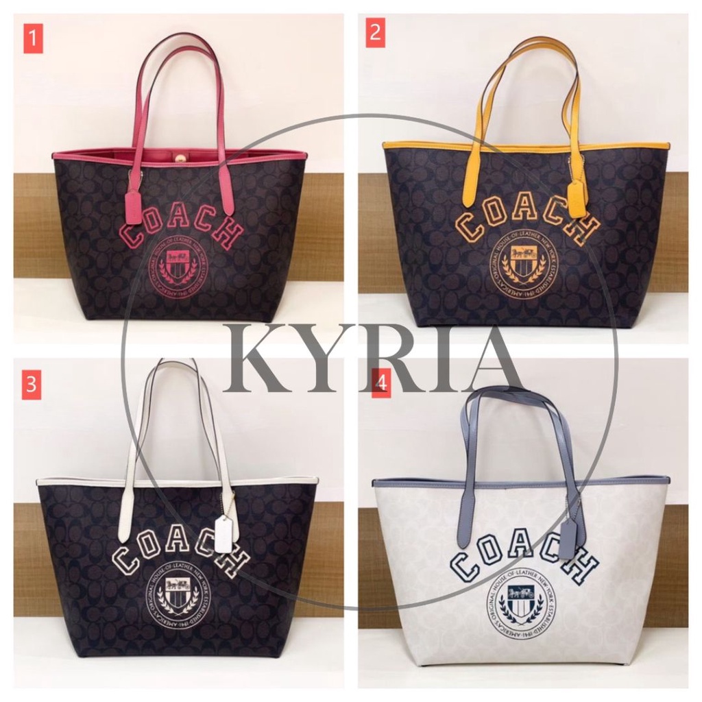 TAS totebag tote shoulder WANITA CB869 TOTE IN SIGNATURE CANVAS WITH VARSITY MOTIF 869