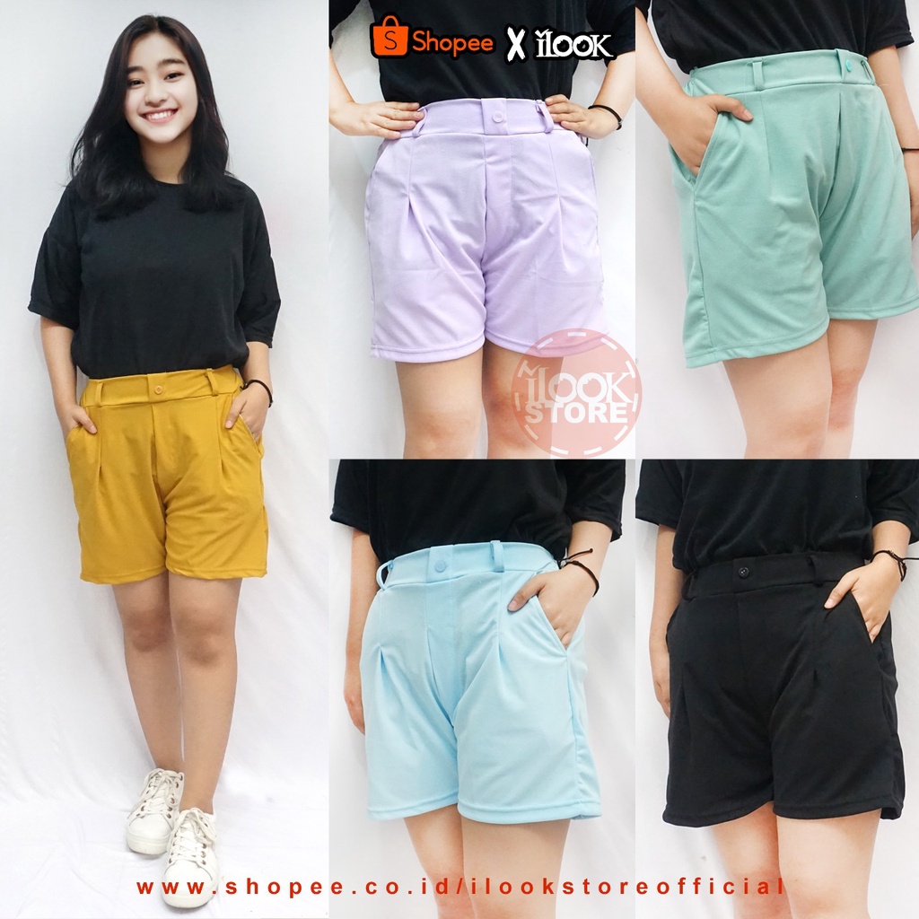 ilook | Hotpant Cornel | Celana Pendek Kancing | Celana Pendek Cornel | Hotpant Style Korea