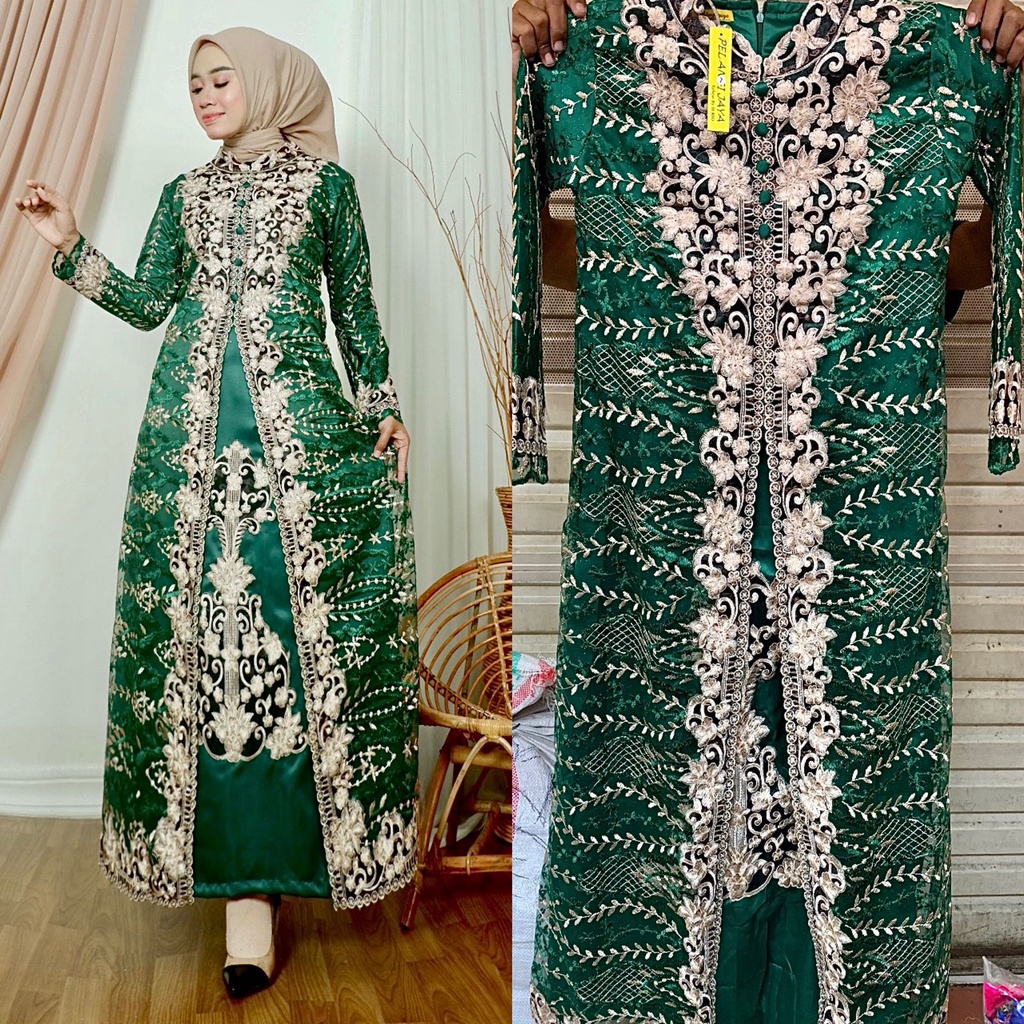 Gamis Marwah Bordir Brand Pelangi Jaya Premium || Gamis Kombinasi 2 Warna || Gamis Wisuda Remaja Modern || Seragam Pesta Mewah || Gamis Tille Terbaru 2022 || [COD] Bayar di Tempat