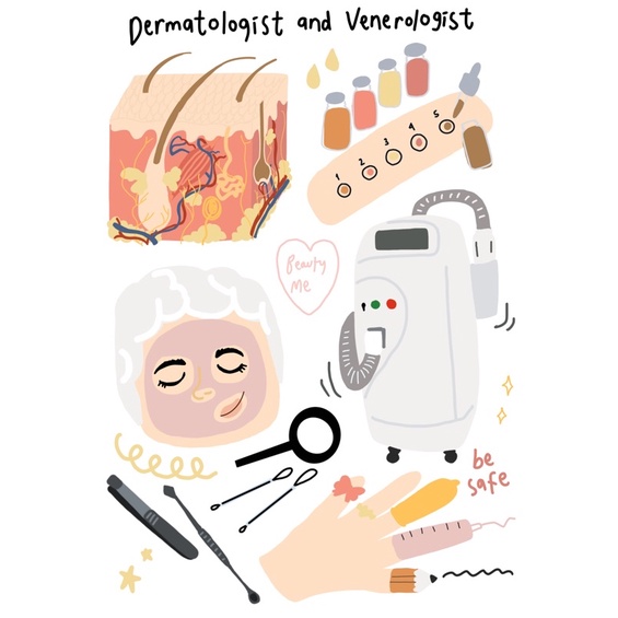 

sticker sheet dokter spesialis kulit dan kelamin dermatologist and venerologist