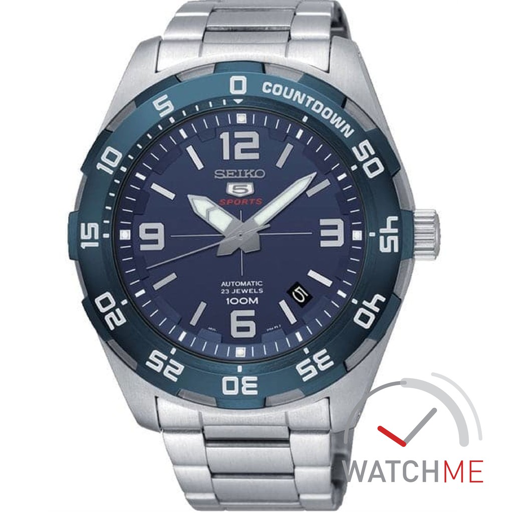 Jam Tangan Seiko 5 SRPB85K1 Automatic Blue Dial Countdown 100m Stainless Steel Original Bergaransi