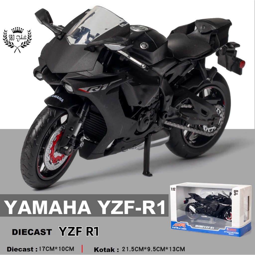 Diecast miniatur Sepeda Motor SUPERBIKE YAMAHA YZF R1 Skala 1:12