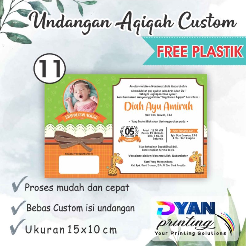 UNDANGAN AQIQAH BAYI CUSTOM FREE PLASTIK