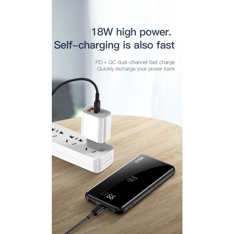 Powerbank 10000mAh Wireless TOTU Bossi PD 18W / QC3.0 with Display