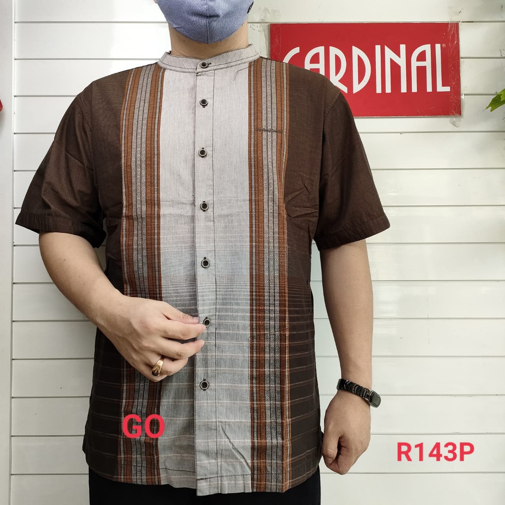 gos XL CARDINAL KEMEJA KOKO Taqwa Pakaian Pria Original Baju Muslim Salur Lengan Pendek Kekinian