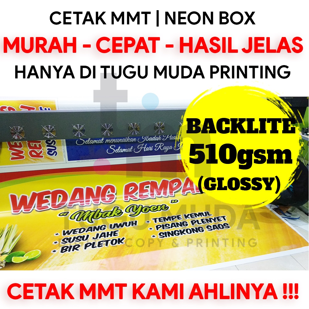 Jual Cetak Neon Box Mmt Spanduk Banner Flexy Backlite 510gsm Glossy