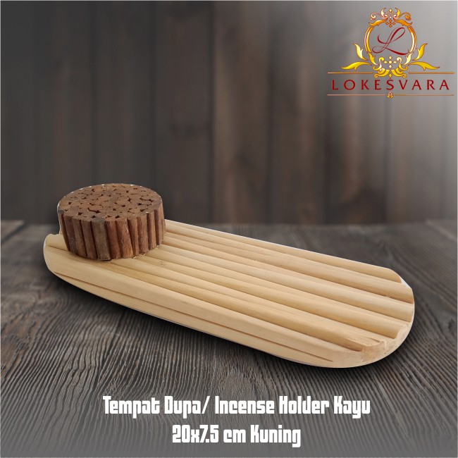 Tempat Dupa Incense Holder Kayu 20x7.5 cm Kuning