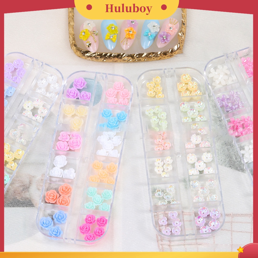 Huluboy Huluboy♡ Berlian Imitasi Bentuk Bunga Kecil Warna Putih Untuk Dekorasi Nail Art