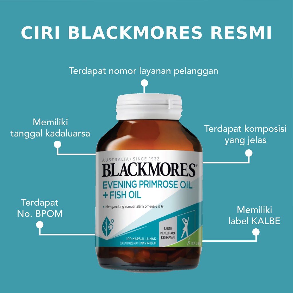 Blackmores Evening Primrose Oil + Fish Oil 100 Kapsul Omega 3 Omega 6 BPOM Kalbe