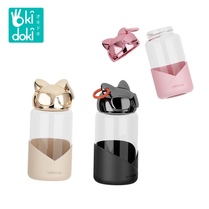 OKIDOKI Cat'S King Glass Bottle H-6036 - Botol Air Minum Kucing 340ML