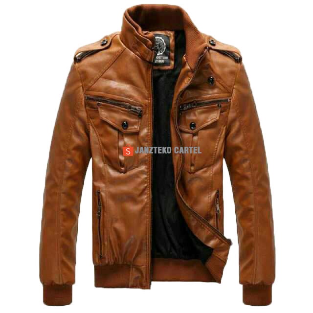 JNK x LIBERO - Jaket Pria Biker Motor Polisi Santai Bahan Semi Kulit Sintetis Viena Faux Synthetic Leather Premium Original Branded Elegan Cowok Laki Laki Remaja Dewasa Anak Muda Kekinian Outwear Motor Racing Touring Tebal Zipper Resleting Windbreaker ORI