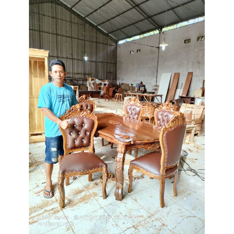 kursi makan jati ukiran mebel Jepara kursi jati furniture Jepara