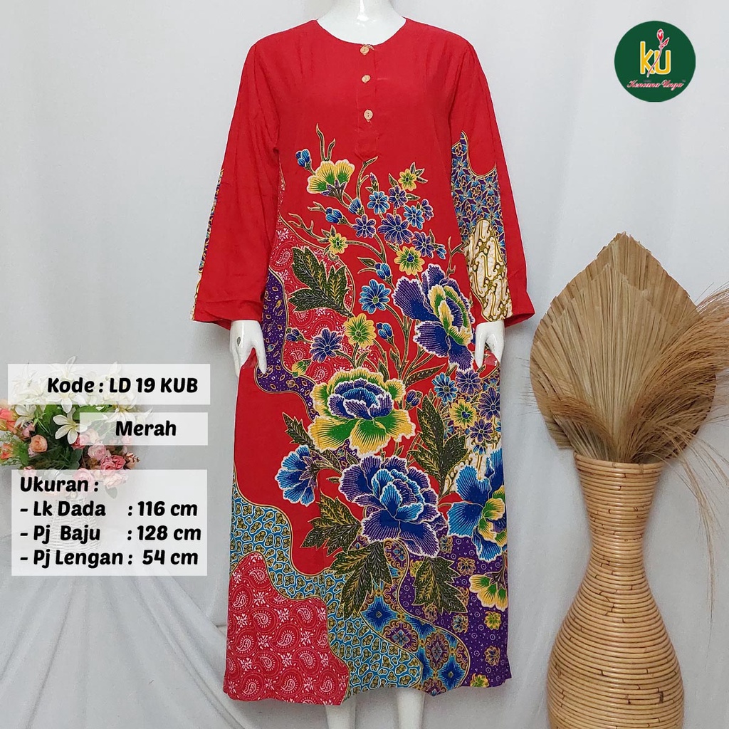 COD LD 20 KUB | DASTER PANJANG KENCANA UNGU ASLI LABEL BIRU | LongDress Wanita Lengan Panjang Busui ini-Merah