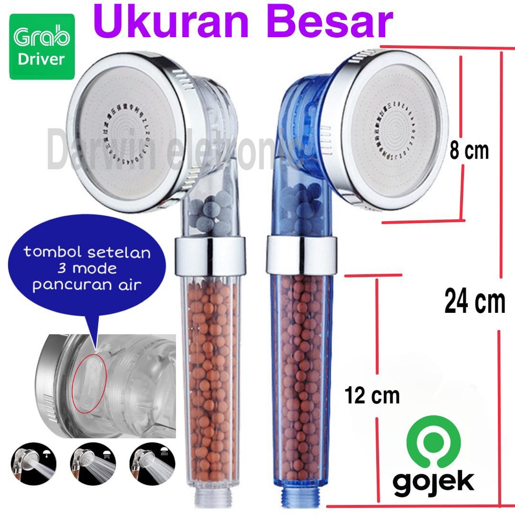 HEAD SHOWER KEPALA SHOWER ION FILTER 3 FUNGSI KEPALA PANCURAN