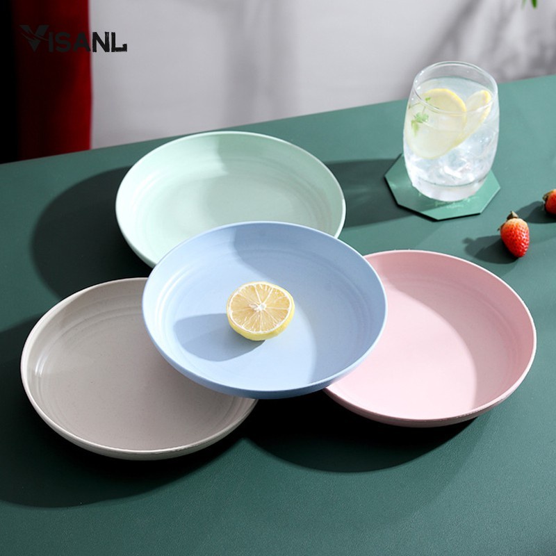 4pcs Set Piring Makan Wheat Straw Dinner PlatePiring Makan Wheat Straw Dinner Plate Set