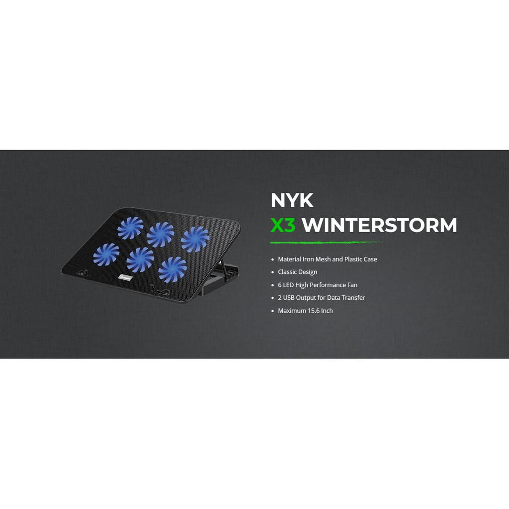 Coolingpad laptop gaming nyk iron mesh 6 fan led X-3 Winterstorm - Cooling cooler pad X3