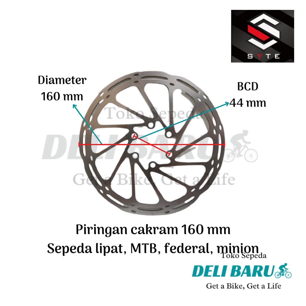 SYTE Piringan rem cakram 160 mm rotor disc brake model 6 baut sepeda MTB federal lipat minion