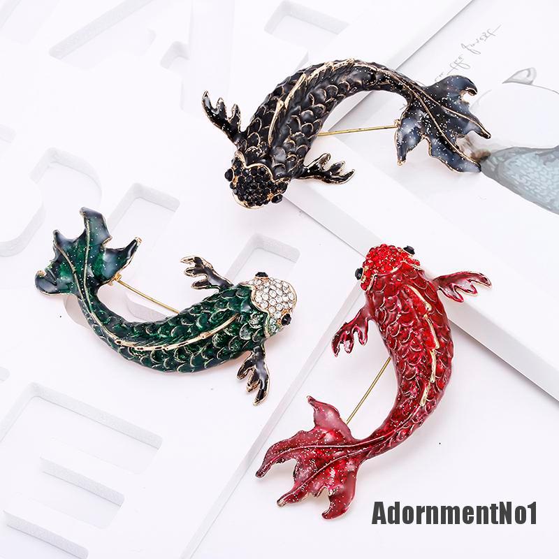 (Adornmentno1) Bros Pin Enamel Desain Ikan Hias Kristal Untuk Pesta