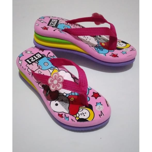 sandal wedges bt21 sandal hak tinggi anak perempuan sandal anak cewek murah