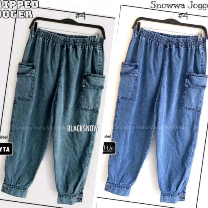 AFAREEN - Jogger Jeans Cargo Ripped Boyfriend Jeans Cargo Baggy Jeans Wanita Jumbo BB 70-100 Kg