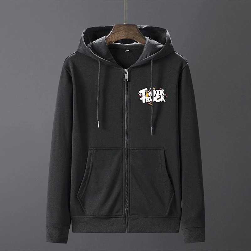 Hoodie zipper Pria Tanker ziper keren L-XXL