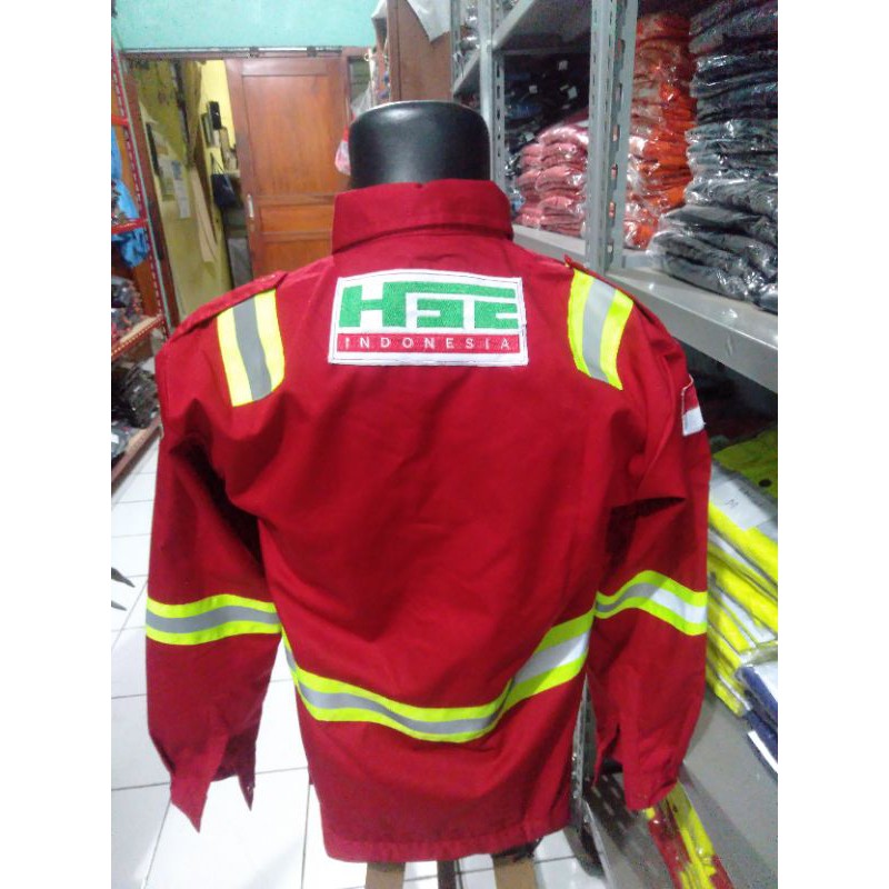 SERAGAM HSE MERAH FULL LOGO KANCING KAIN PREMIUM