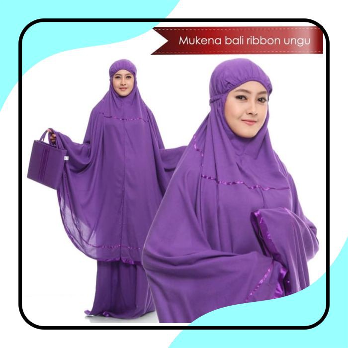 TERLARIS RAMADHAN / MUKENA DEWASA BALI RIBBON UNGU / Traveling / JUMBO