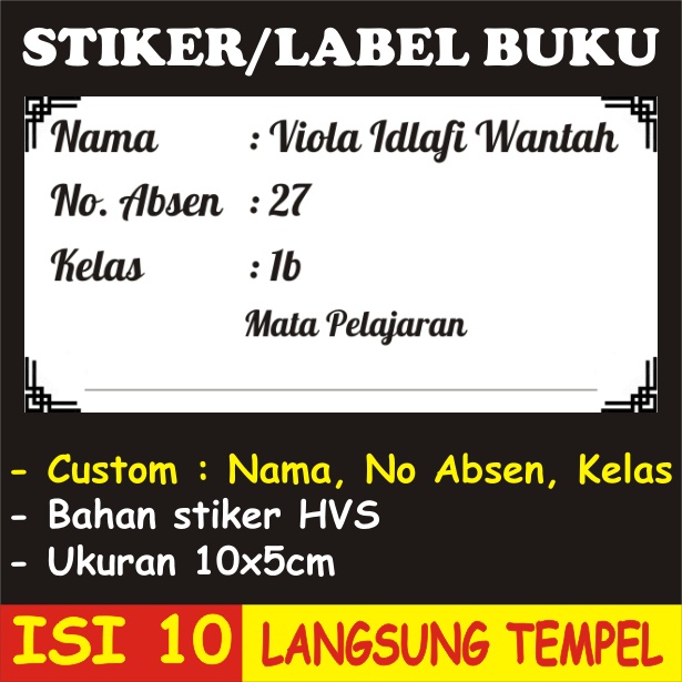 

ISI 10-CUSTOM-STIKER BUKU PELAJARAN | STIKER SEKOLAH | STIKER NAMA | LABEL PELAJARAN | LABEL BUKU | LABEL NAMA | STIKER NAMA