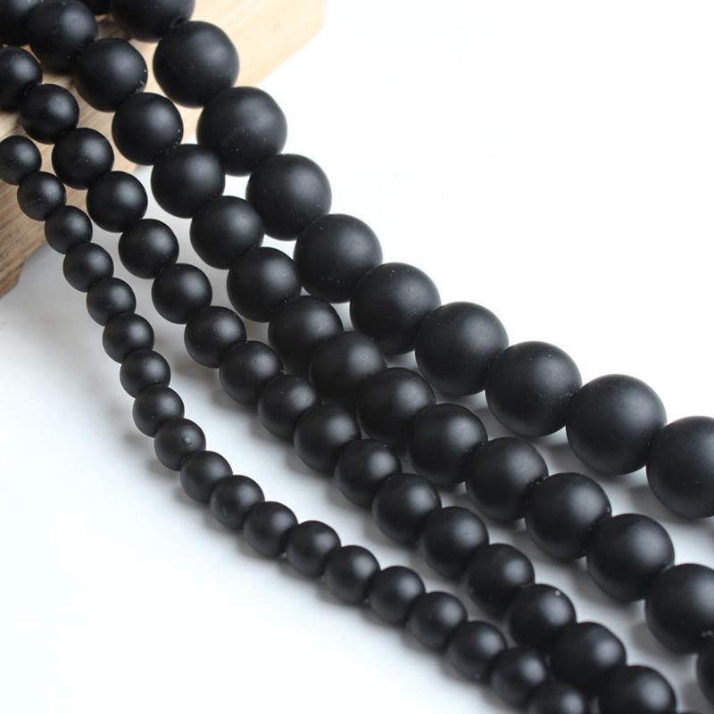 Batu Black Onyx Hitam 4-12mm Untuk Bahan Gelang Kalung Tasbih