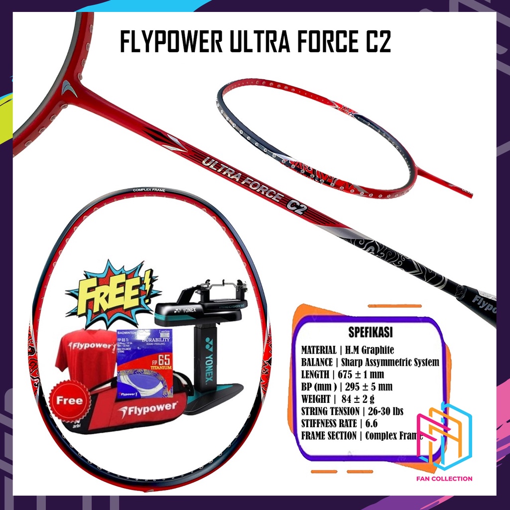 FLYPOWER ULTRA FORCE C2 / RAKET FLYPOWER RAKET BADMINTON ORIGINAL