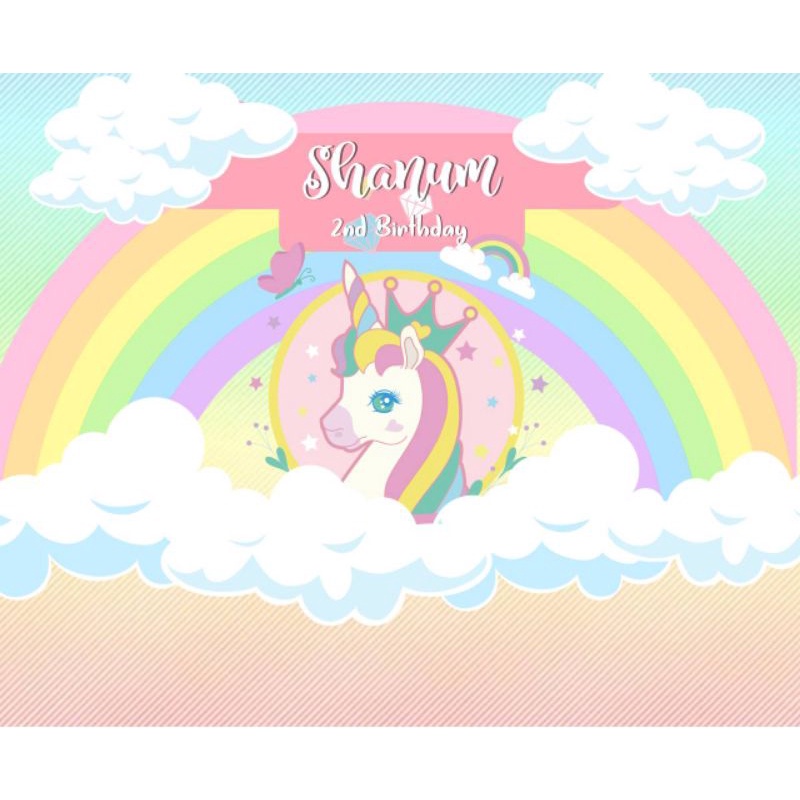 Banner Spanduk Ulang Tahun Anak Tema Unicorn 1