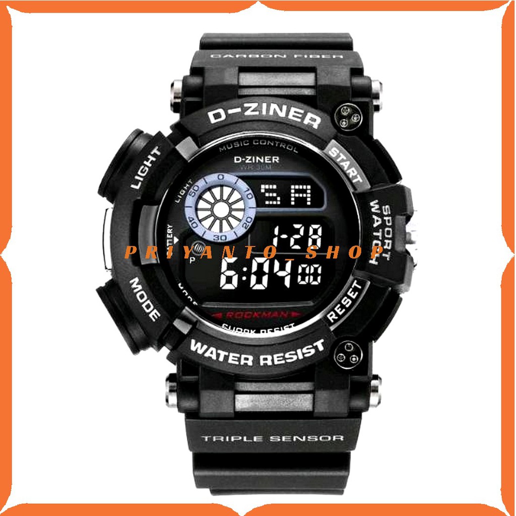 STRAP TALI JAM RUBBER WATCH D_ZINER D ZINER 8178 DZ 8178 HITAM