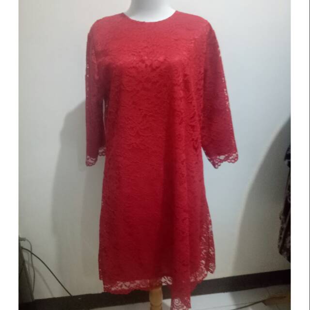 Dress agustine merah cabe