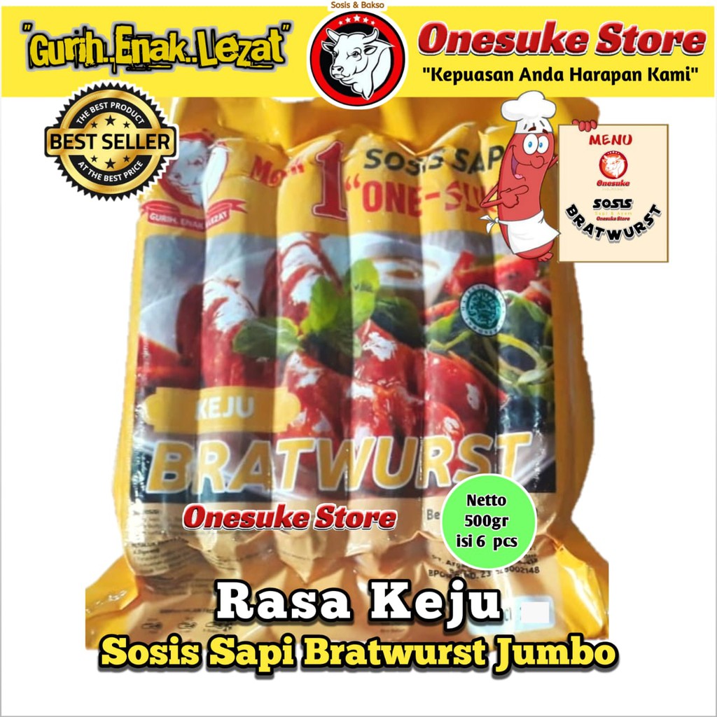 

one suke Sosis Sapi Bratwurst Rasa KEJU isi 6pcs 500gr Onesuke