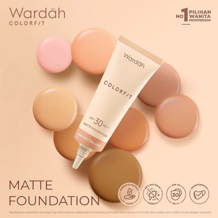 Wardah Colorfit Matte Foundation SPF 30 PA+++ 25 ml | Alas Bedak mate color fit