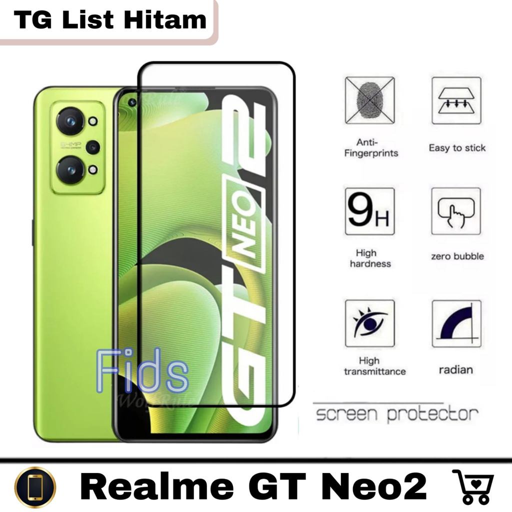 Promo Tempered Glass REALME  GT Neo2 Anti Gores Layar Full Cover List Hitam 9D screen protector