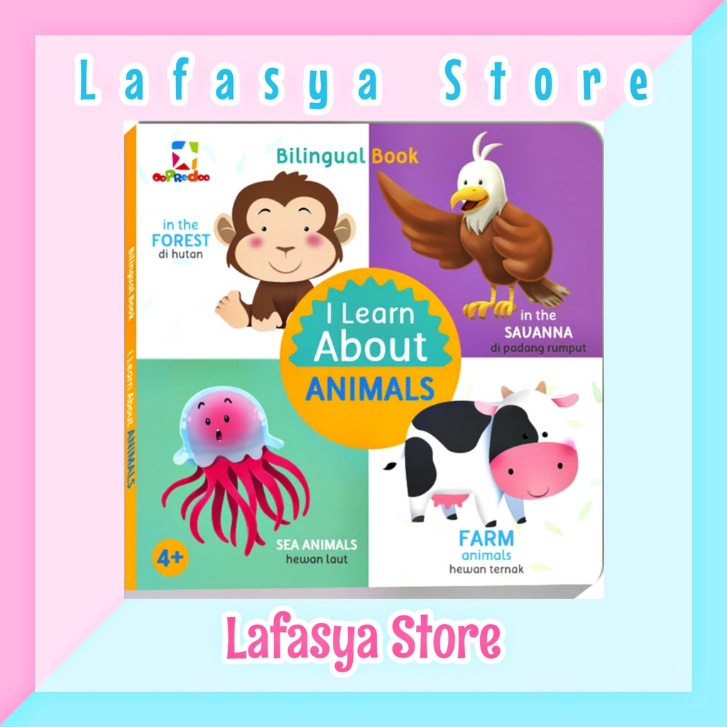 Board Book I Learn About Animals ( Bilingual Book / Dua Bahasa )