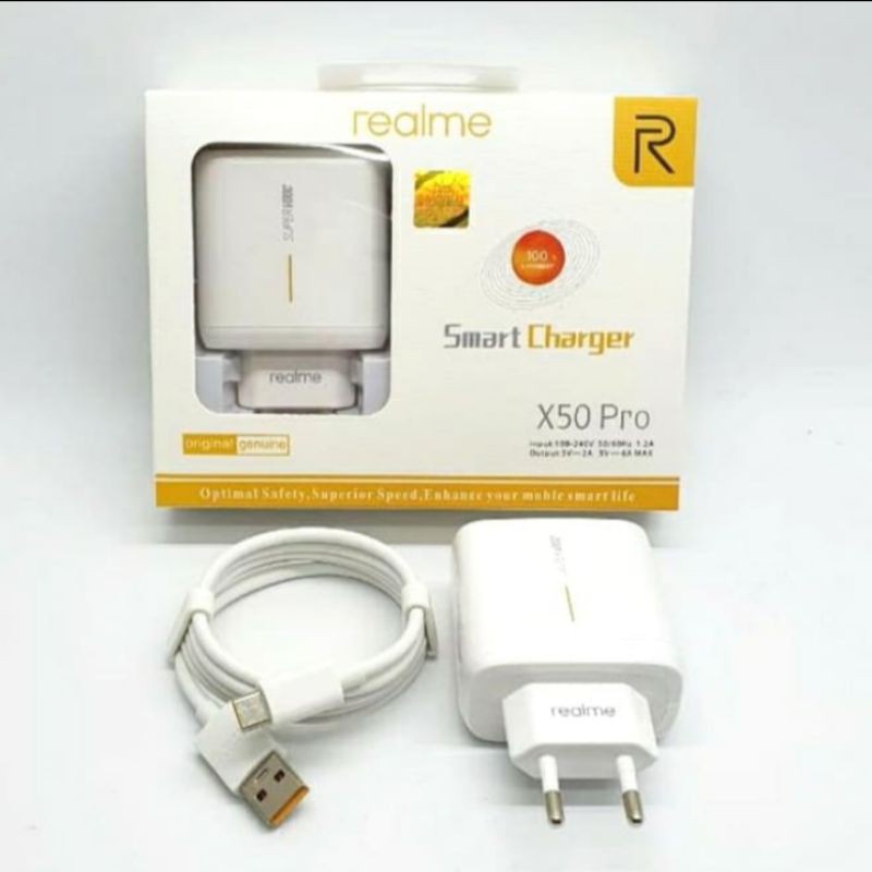 [1 SET] TRAVEL CHARGER TC ORIGINAL REALME X50 PRO SUPERDART SUPPORT VOOC TYPE C