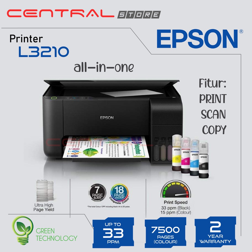 PRINTER EPSON L3210 L-3210 L 3210 PENGGANTI L3110 PRINT SCAN COPY ECOTANK TINTA ORIGINAL 003