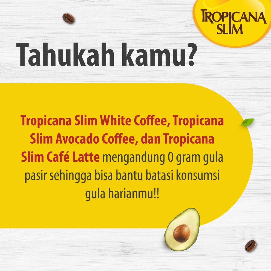 Tropicana Slim Avocado Coffee Sugar Free 1 Box isi 4 Sachet