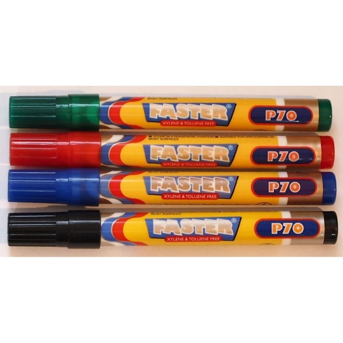 

TULIS-ALAT- FASTER P70 PERMANENT MARKER ISI 4 PCS - BLACK, BLUE , RED AND GREEN -ALAT-TULIS.