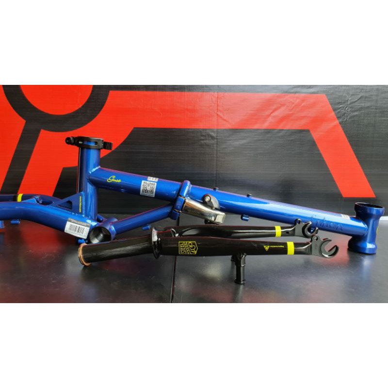 Frame fork FNHON Gust biru saphire blue sapphire sepeda lipat V brake