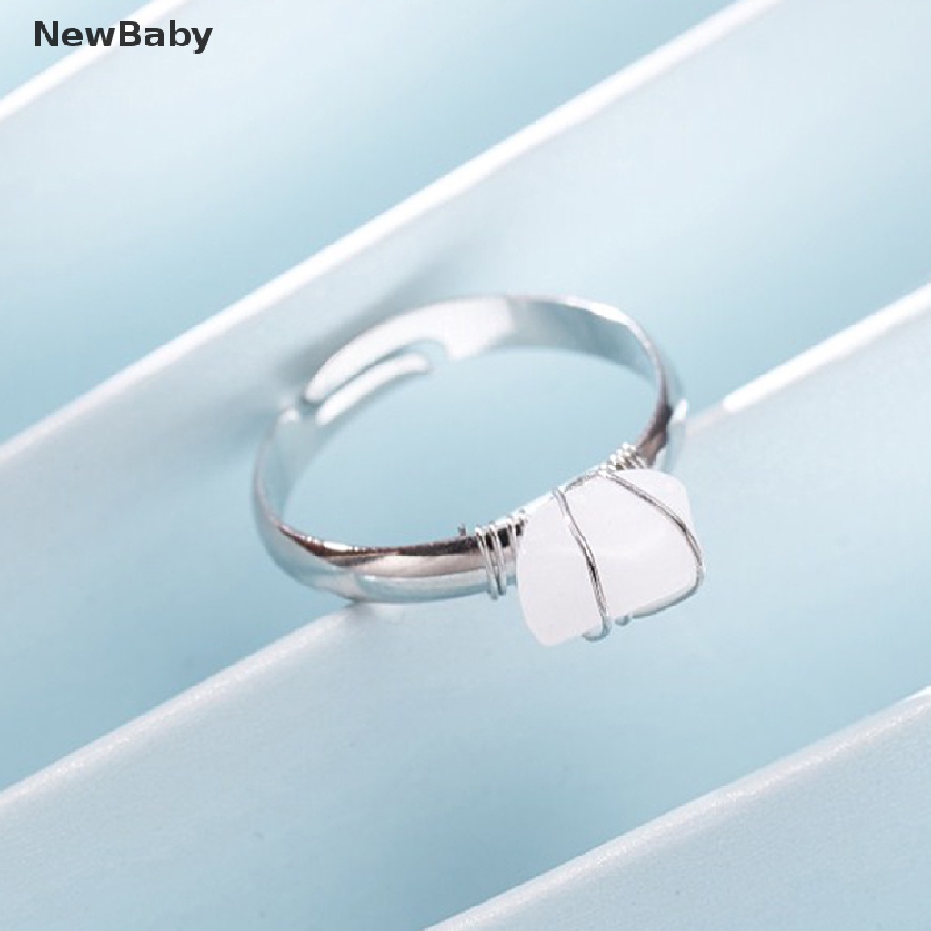 Newbaby Cincin Batu Kuarsa Resin Alami Rock Adjustable Untuk Wanita