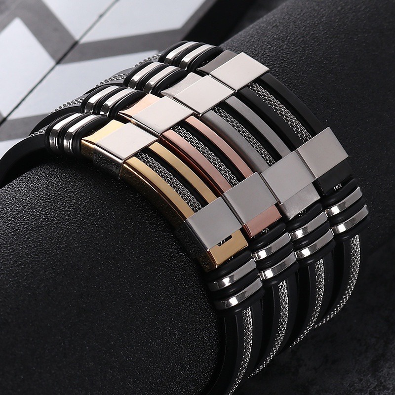 [Z H Jewelry] Gelang Stainless Steel Fashion Pria/Aksesoris Perhiasan Pesta hip Hop