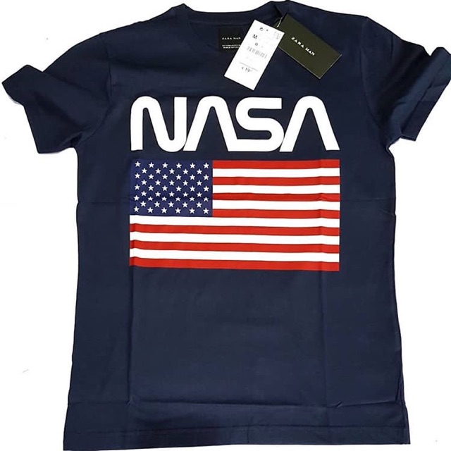 Zara man Nasa Navy Fulltag USA | Shopee 