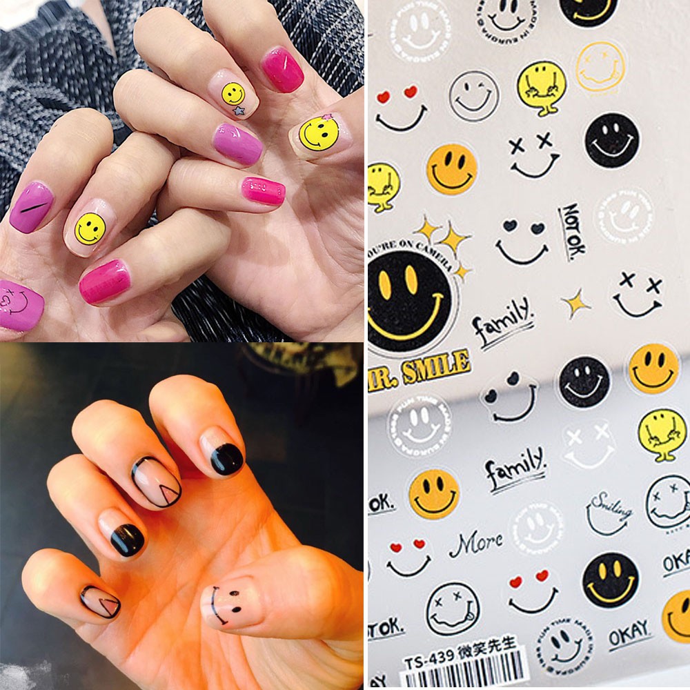 ELEGANT Salon Smiley Nail Sticker Japanese DIY Nail Art Nail Water Slide Decals New Star Colorful Self-Adhesive Rainbow Cartoon Nail Decoration